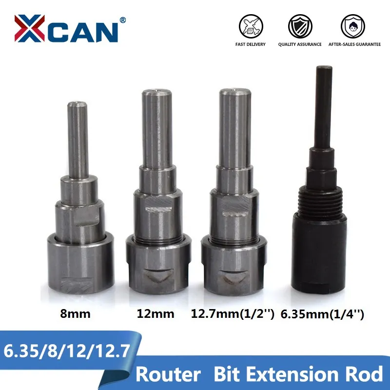 XCAN 1PC 6.35/8/12/12.7mm Shank Router Bits Collet Extension Rod for Engraving Machine Milling Cutter Tool Holders