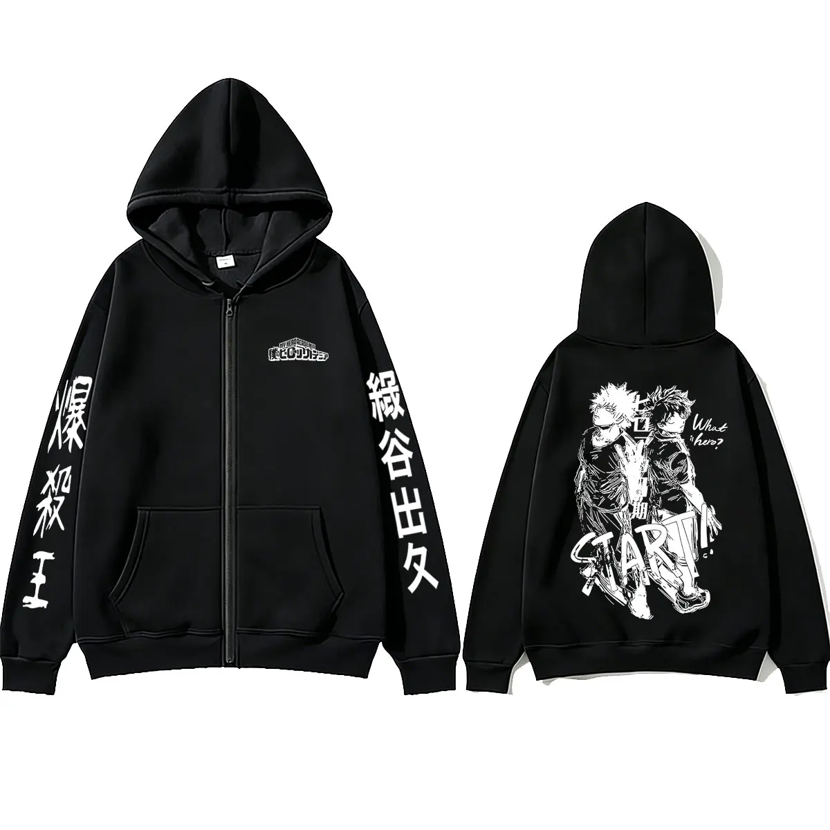 

Anime My Hero Academia Midoriya Izuku and Bakugou Katsuki Merch Zipper Hoodie Men Women Fashion Casual Oversized Zip Up Jacket