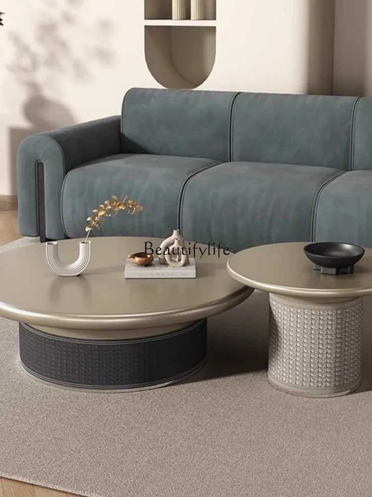 

GG8Italian light luxury round coffee table simple modern size round coffee table combination