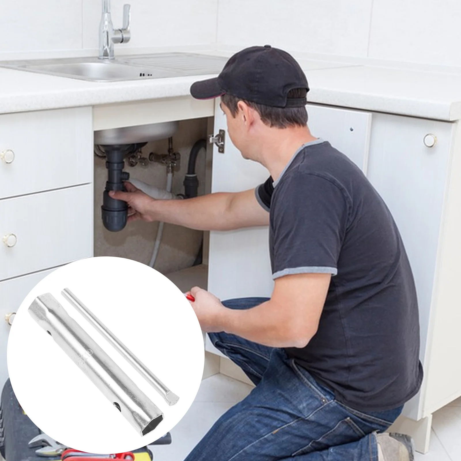 1 set Socket Wrench Multifunction Kitchen Basin Metal DoubleEnded Adjustable Spanner Plumbing Tools Faucet Repair Bathroom Sink