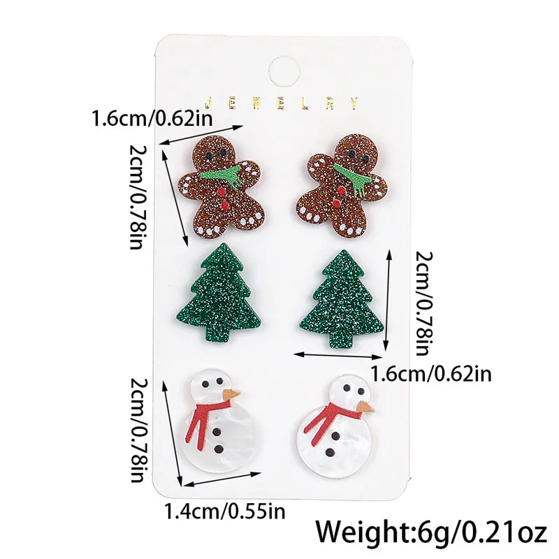 3Pcs/Set DIY New Christmas Winter Holiday Tree Snowman Multi Shapes Earrings Celebration Accessories Gifts 2CM Best Friends image 3