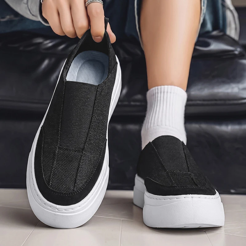 Fashion Men's Casual Shoes Platform Board Shoes Mesh Breathable Man Sneakers Comfortable Slip on Flats Lightweight Walking Shoes view 6
