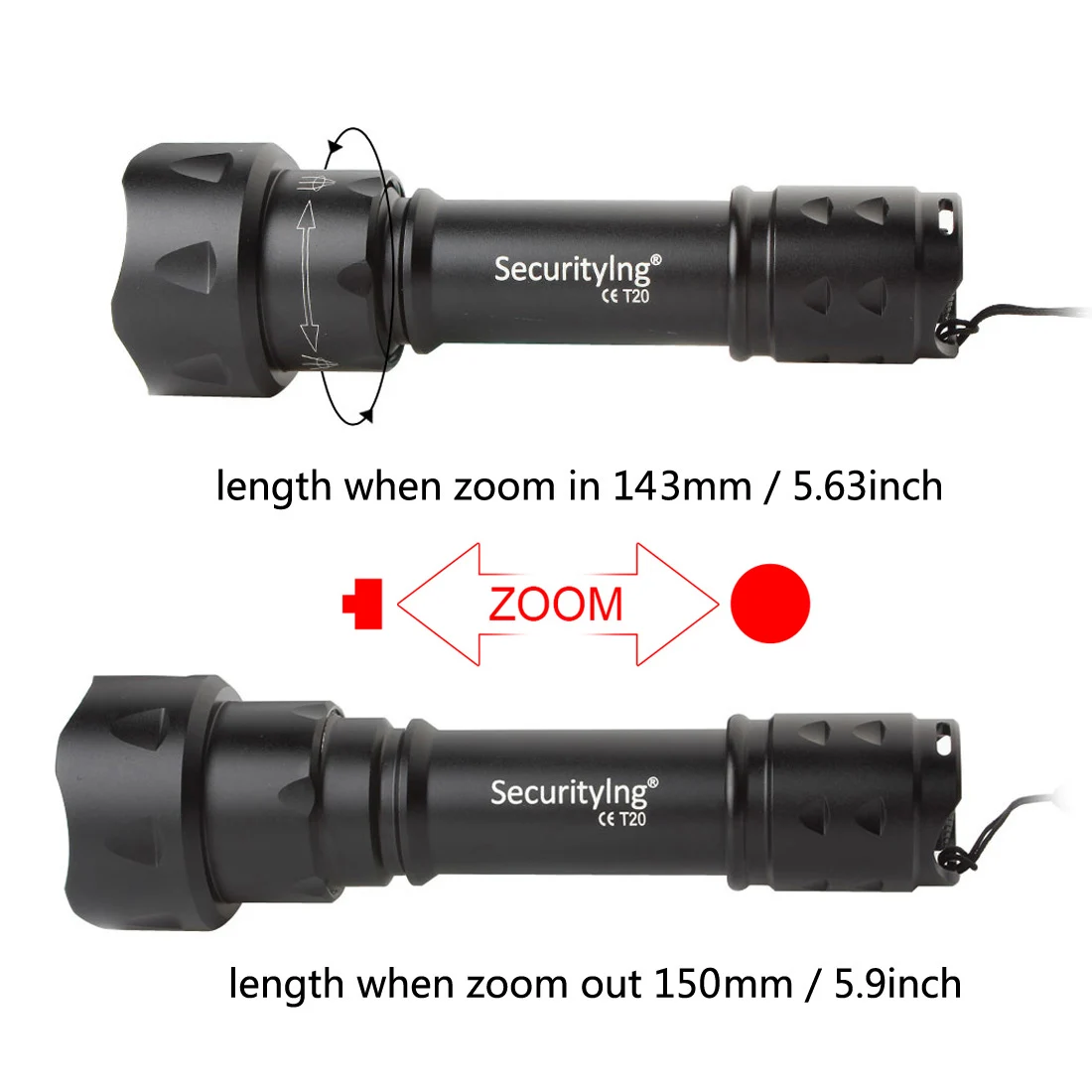 SecurityIng Infrared  Flashlight  T20 IR 850nm Night Vision LED Tactical Waterproof Torch Use Hunting  Lights Zoomable Torch