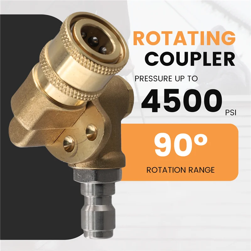 고압 세척기 스프레이 노즐 4500 Psi, 1/4 인치, 업데이트 90도용 빠른 연결 피벗 커플러