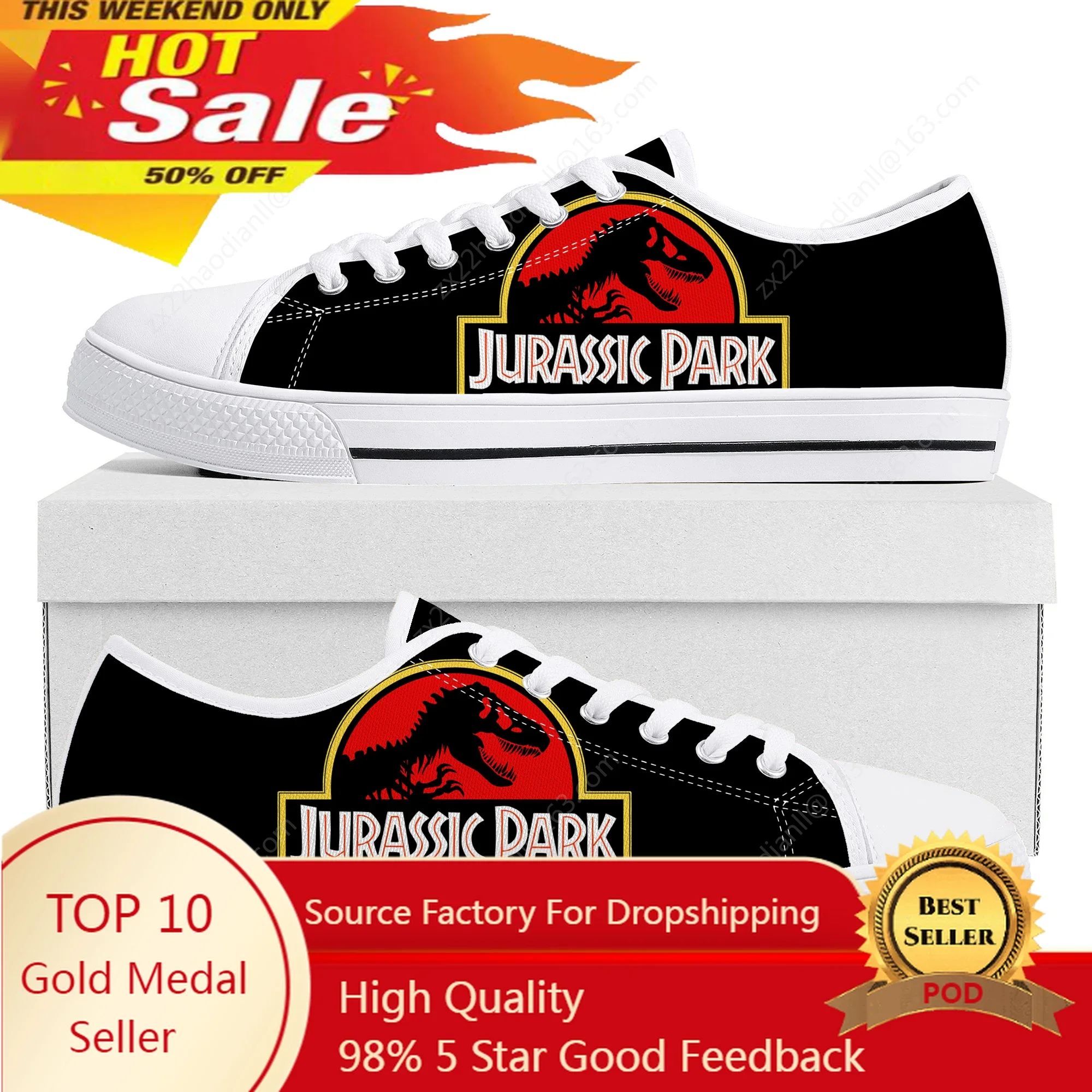 

Dinosaur World Cartoon Jurassic Park Low Top Sneakers High Quality Canvas Sneaker Mens Womens Teenager Couple Shoes Custom Shoe