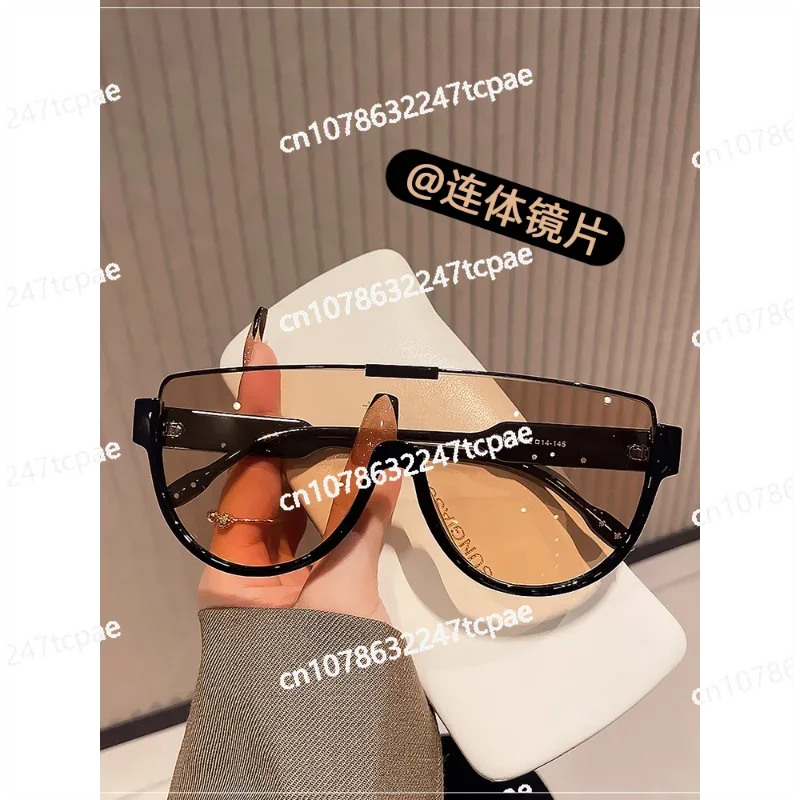 Fashion large frame one-piece lenses sunglasses for women, big face and thin sunglasses for men