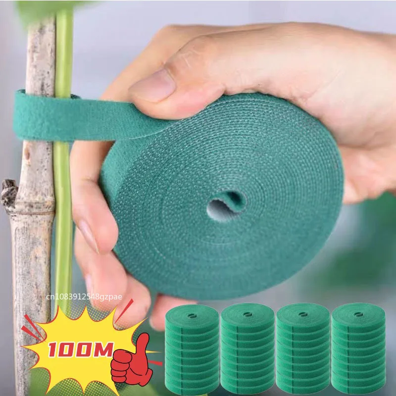 100/1M Nylon Plant Ties Plant Bandage Hook Tie Loop Adjustable Plant Support Reusable Fastener Tape for Home Garden Accessories