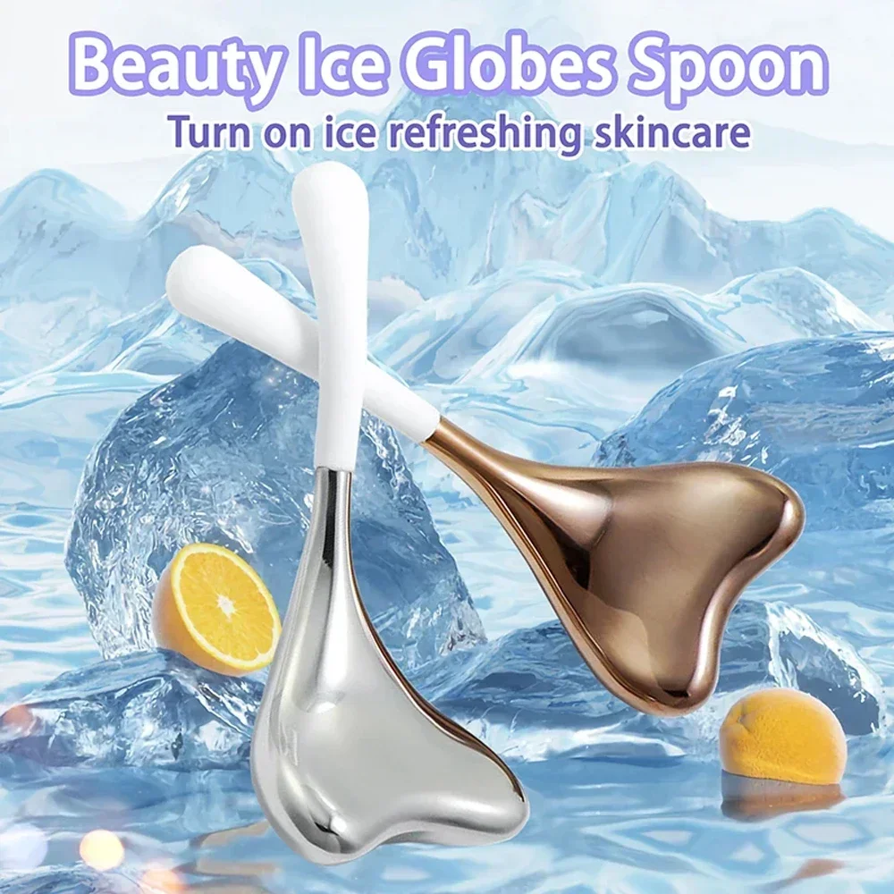 Ice Globes for Face 2PCS Luxury Rose Gold Cryo Sticks Face Roller Cold & Heat Relief Beauty Facial Massage Tools Birthday Gift