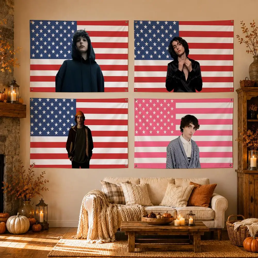 Actor Finn Wolfhard Flags Flags for Room, Bedroom, Home, Outdoor, Wall Hanging, Concert Print, Art Banner