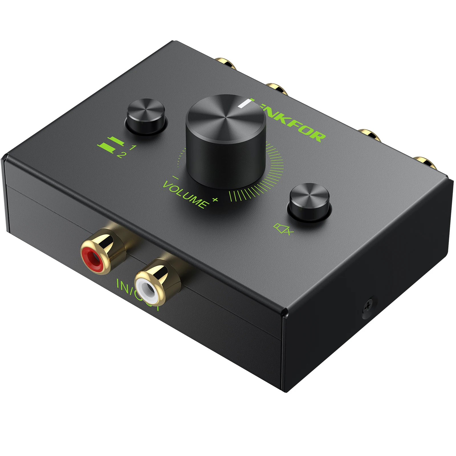 

R/L Stereo Audio Bi-Directional Switcher 1 in 2 Out/2 in 1 Out R/L Audio Switch with 1.5m L / R Stereo Cable for Amp CD Player