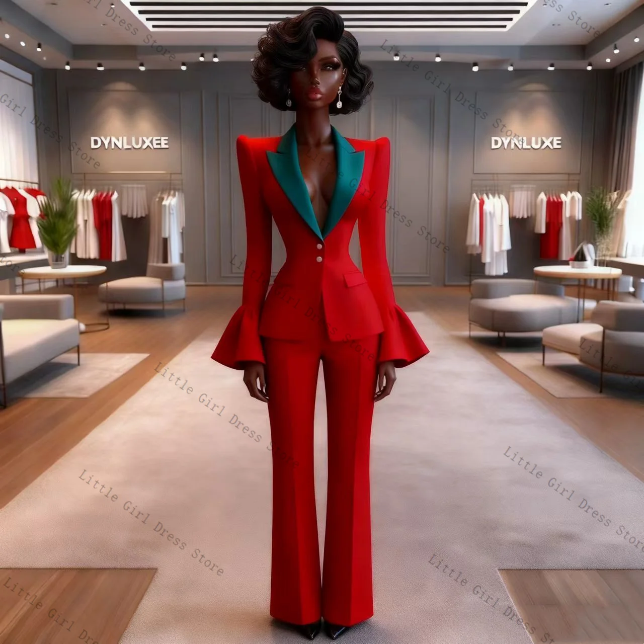 

Red Green Women Suit Set 2 Piece Blazer Pants Trousers Cotton Formal Office Lady Jacket Prom Wedding Bride Coat Customized