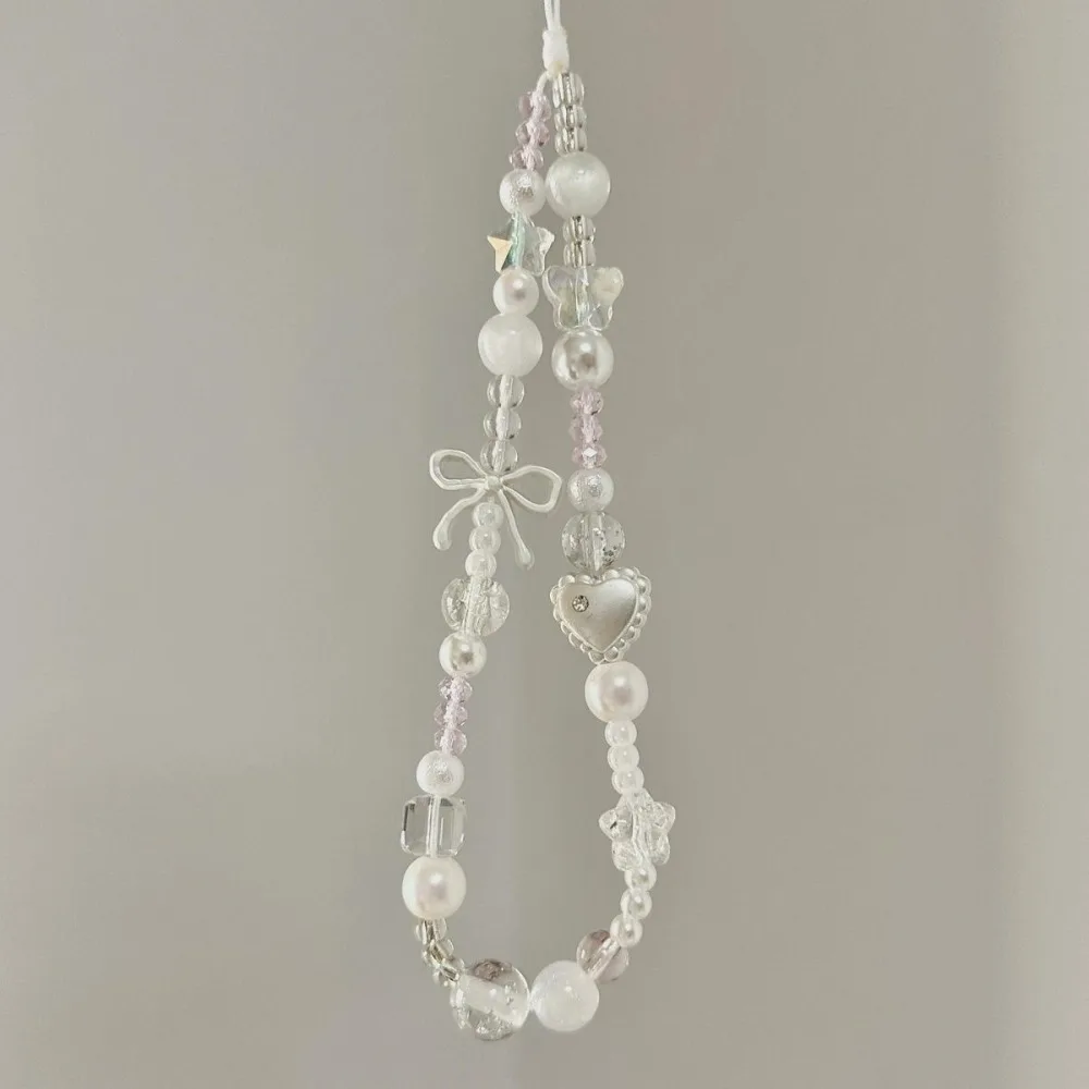 

Fashion Charm Phone Strap White Star Pearl Cute Beaded Phone Chain Luxury Hanging Rope Pendant Keychain Phone Accessories