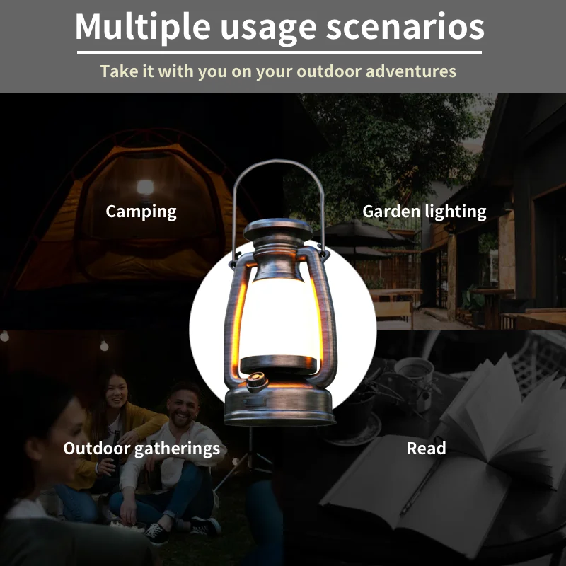 WARSUN Retro Lantern CP16, Portable Camping Light, 160Lm, 3 Modes, 6-30h Runtime, Rechargeable, IP44 Waterproof, Foldable Handle