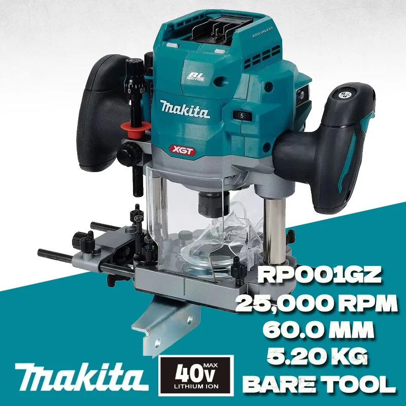 

Древесный маршрутизатор MAKITA RP001GZ, 40 в, максимальная Беспроводная перезаряжаемая полировальная машина, высокая мощность, для столярных работ, машина для обрезки RP001G