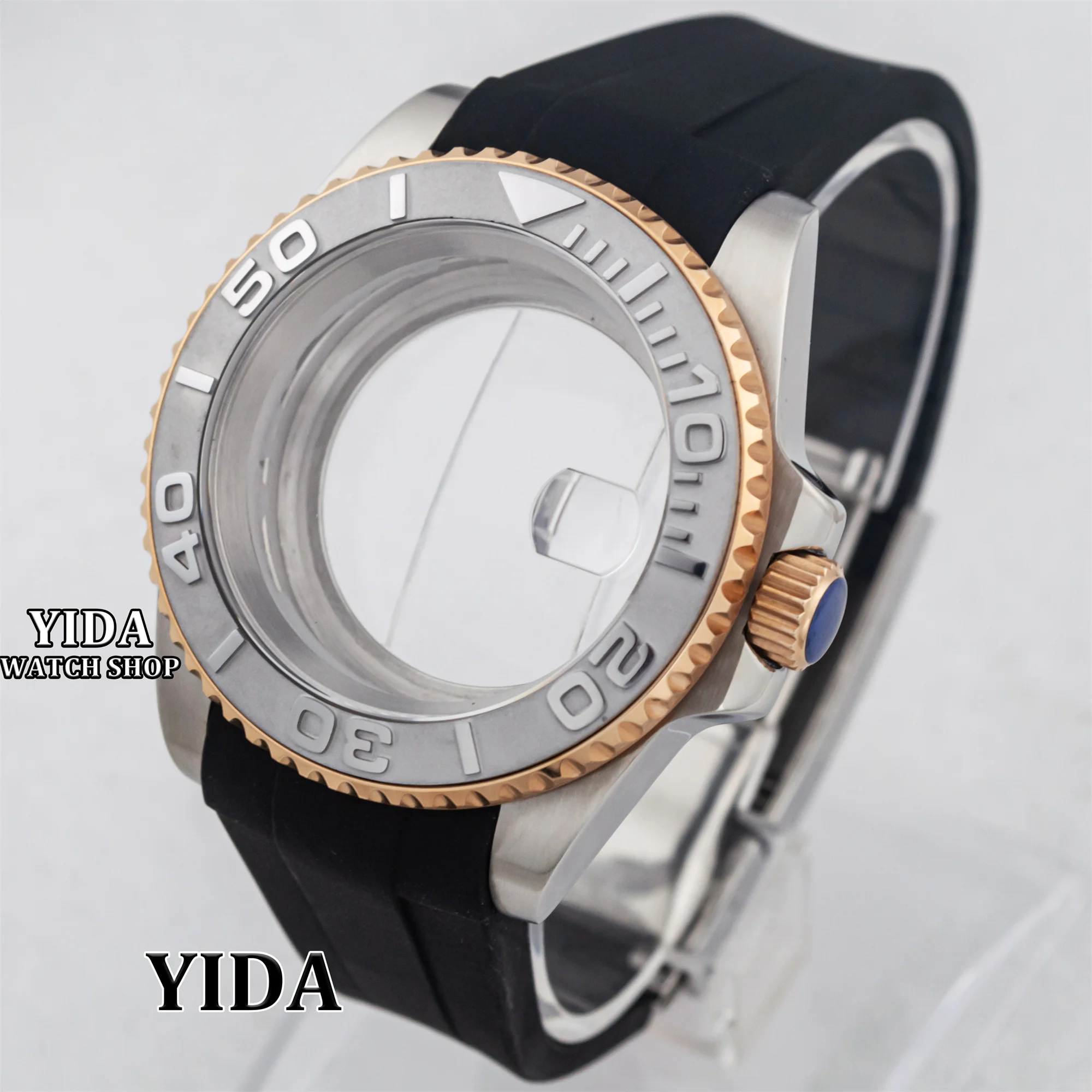 High Quality 40MM Mod Watch Case Rubber Strap Sapphire Glassl 10ATM Waterproof for SUB GMT NH35 NH36 Movement Yacht-Master Cases