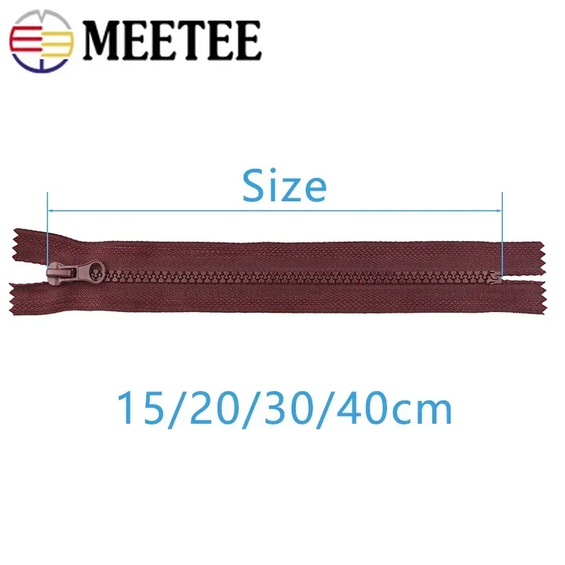 Meetee 5/10Pcs 15/20/30/40cm Close-End Zipper Tape 5# Resin Zip for Jacket Bag Pocket Zippers DIY Garment Sewing Zips Repair Kit