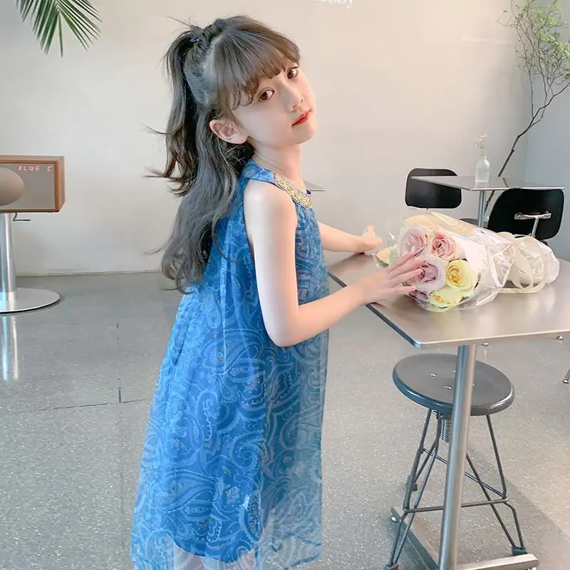 女の子のための透明なシフォンのチュールレースのドレス,子供のフォーマルプリンセススカート,夏のスタイル,4 5 6 7 8 10 11 12 13歳,2022