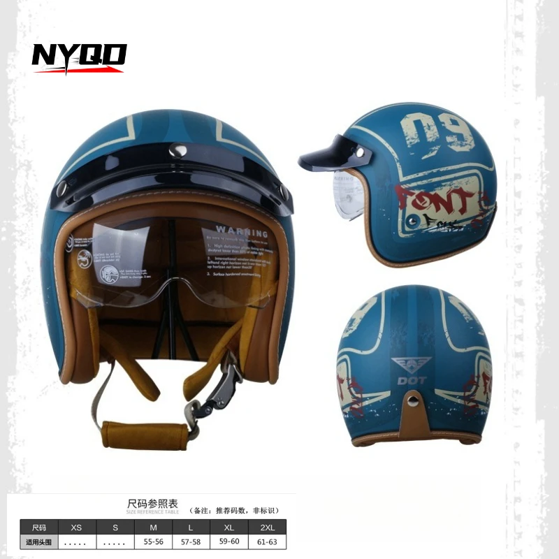 

Retro three-quarters motorcycle helmet motorcycle travel equipped with cruise pedals 3/4-hour helmet
