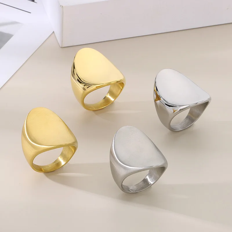 Glossy Oval Knuckle Ring,Stainless Steel Ring for Women Men,Fashion Jewelry