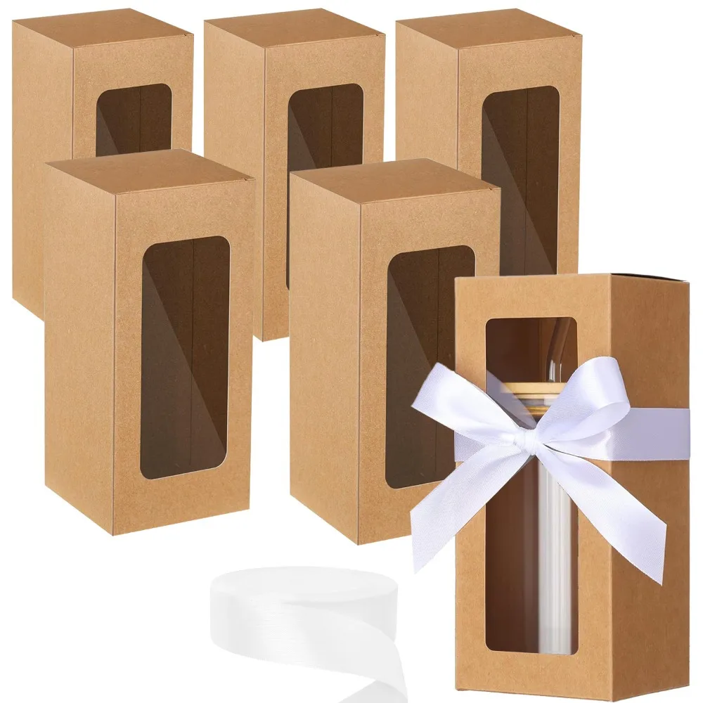 5 Stück Geschenkboxen mit 1 Rolle 24 Yard Weißem Band für Sublimations-Glas-Ausstellungsboxen für 12-16 oz Becher Geschenkbox für Sublimation – Detail 7