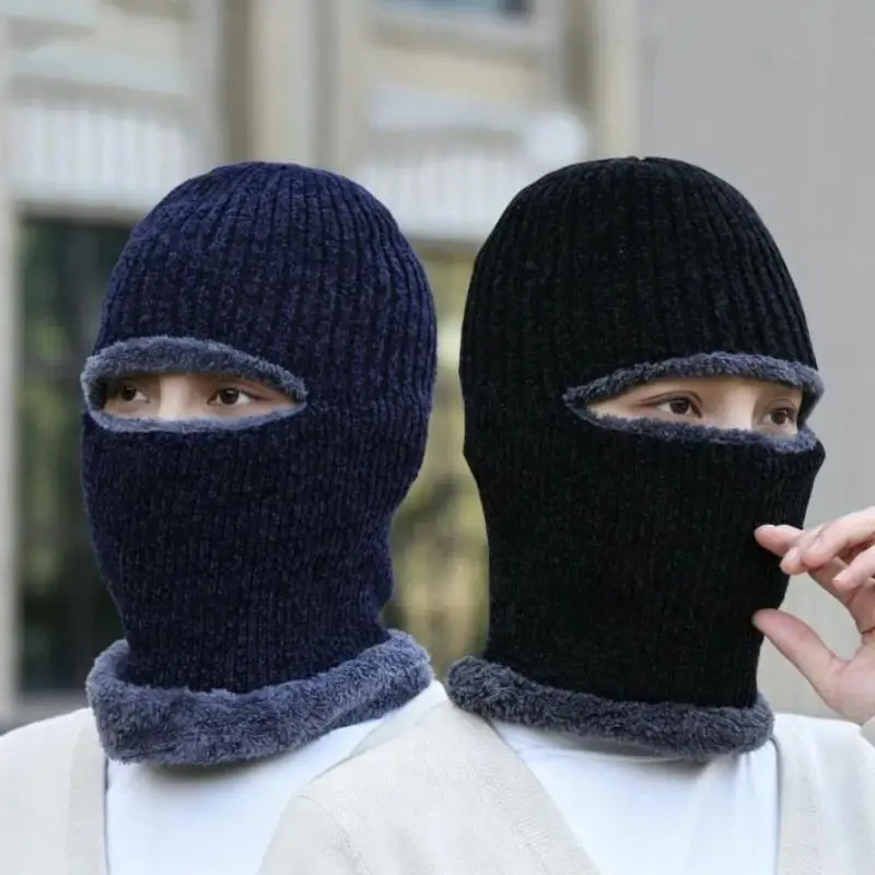 2 In1 Winter Mask Beanies Hats Warm Knitted Hats Windproof Full Face Ski Bonnet Tactical Cycling Earmuffs Cap