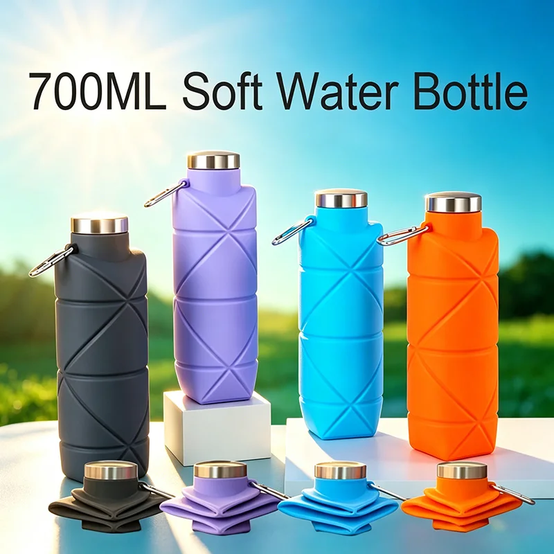 700ML Weiche Wasserflasche Trinkflasche Lauftrinkflasche Silikon-Trinkflasche YDSH05