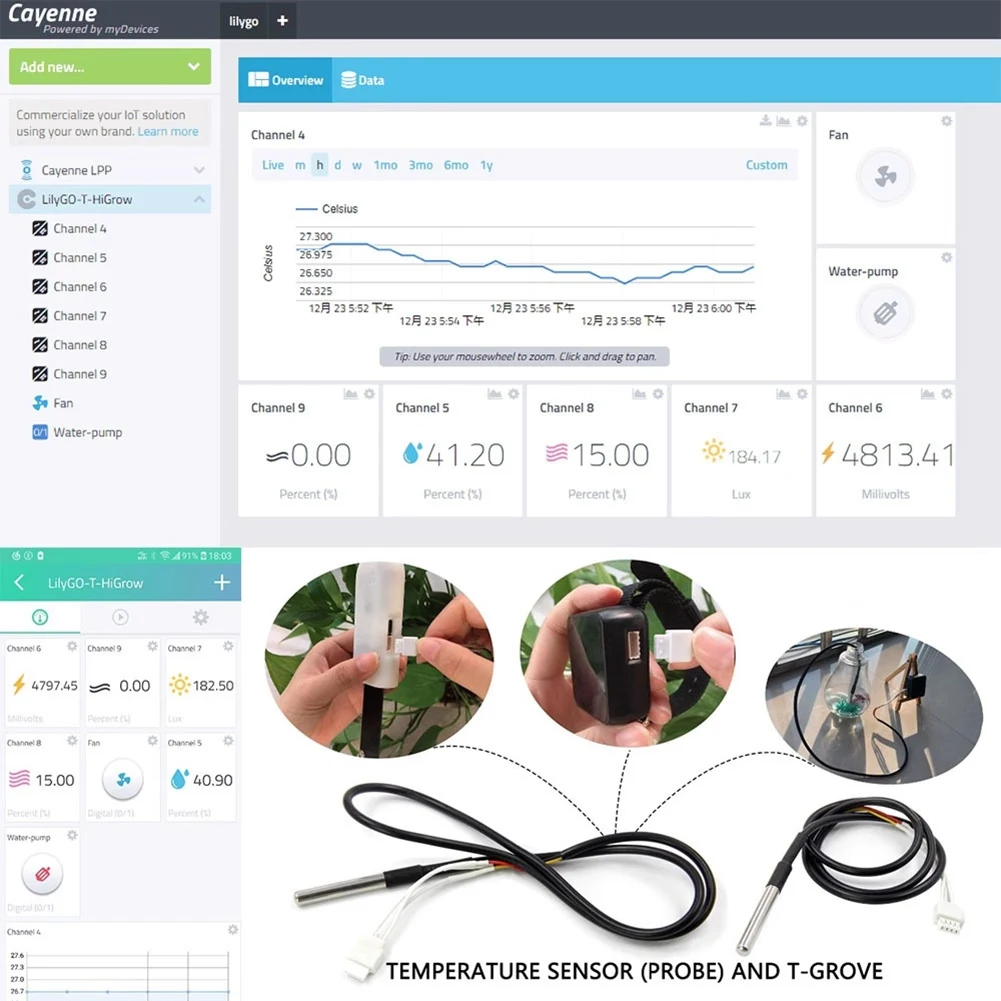 ABGN  T- Soil Tester WiFi Bluetooth Soil Moisture Sensor Temperature Humidity Monitoring for Garden