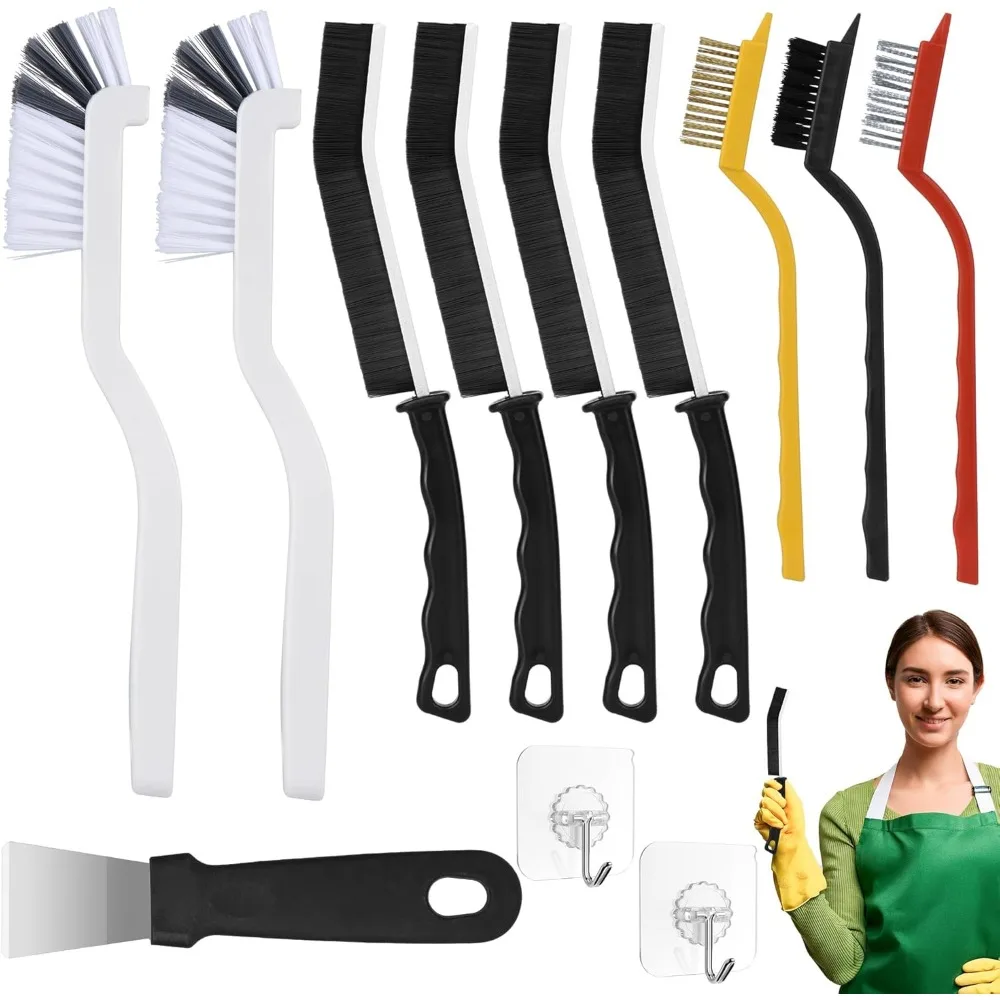 

Crevice Cleaning Brush,12 Pcs Cleaning Supplies Brush Tools,Hard Bristle Cleaning Brushes for Household Use Bathroom