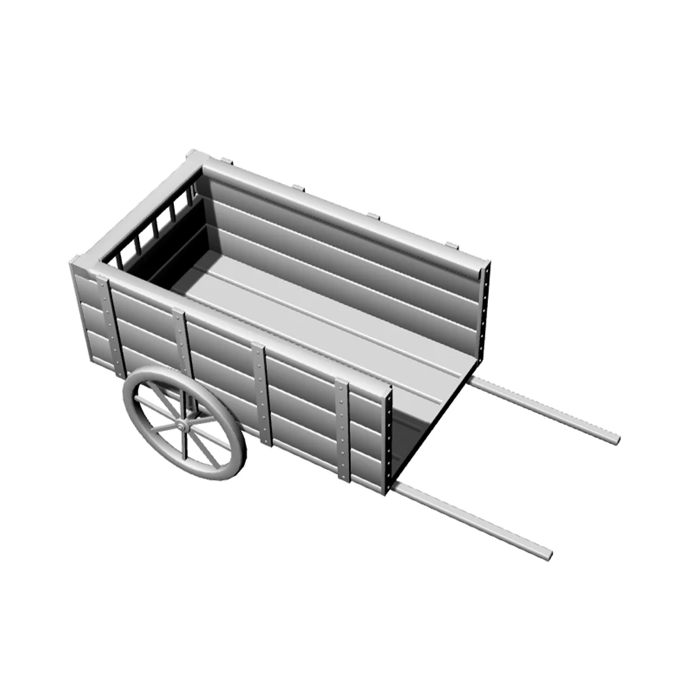 Yao's Studio LYT279  1/87 1/72 1/64 HO Train Scene Two-Wheeled Wooden Farm Cart  Wooden Rustical Trolley