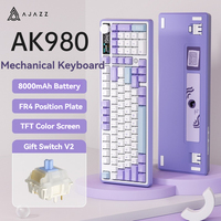 Ajazz AK980 Gaming Mechanical Keyboard with Color Screen 98 Keys RGB Bluetooth Wireless Keyboard Gamer 8000mAh For PC Laptop