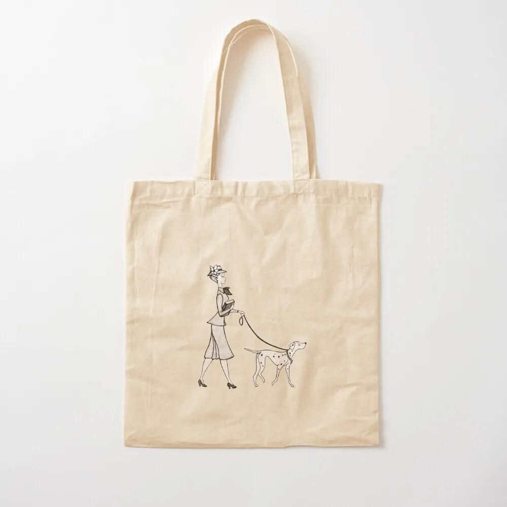 Pretty London lady & are Dalmatian Tote Bag reusable grocery bags shopper bag woman Beach bag Canvas Tote