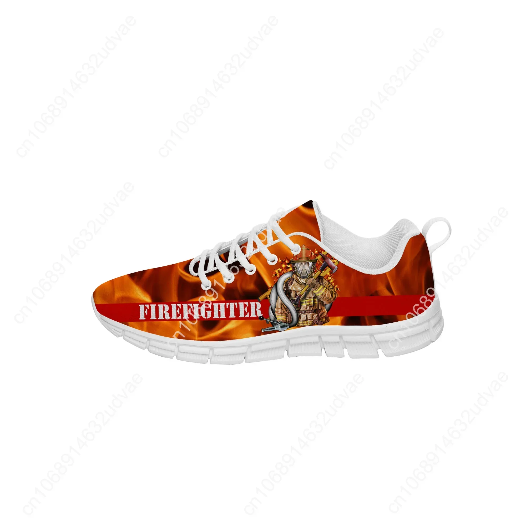 Firefighter Sneakers Mens Womens Teenager Casual Cloth Shoes Canvas Running Shoes 3D Print Breathable Lightweight Shoe Black
