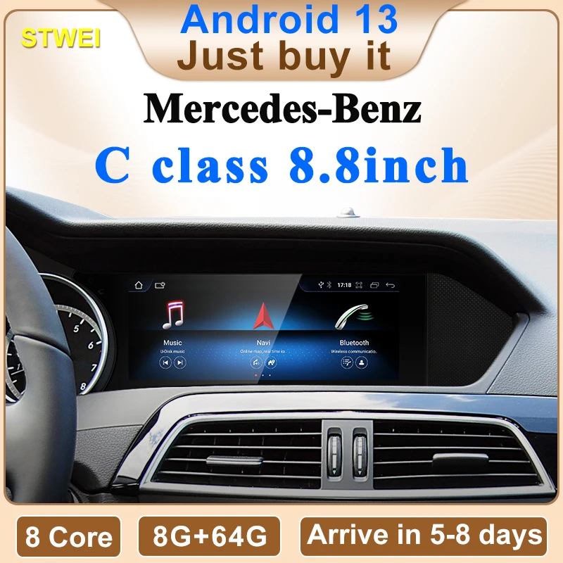 Factory Price 8.8inch Car Radio Stereo Multimedia Player For Mercedes Benz C Class 11-15 W204 S204 Intelligent Vehicle System