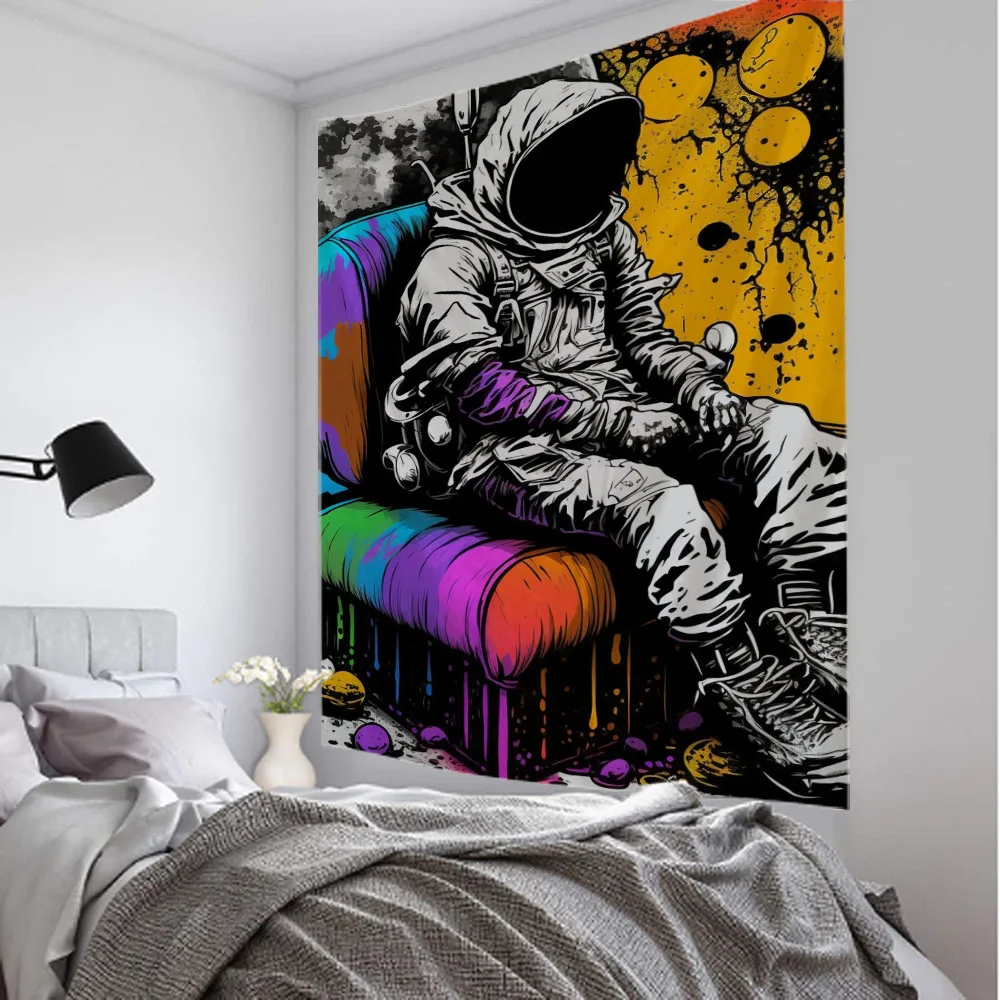 Astronaut tapestry, starry sky, Milky Way wall hanging cloth, living room wall decoration, home aesthetics tapestry, bed sheets
