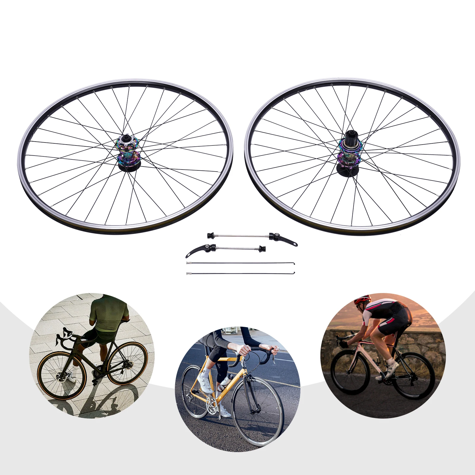 

Mountain Bike Black Wheelset(Front+Rear) - Fits 100mm Front/135mm Rear Opening Gear, Includes 2 Spokes+2 Quick-Release Levers