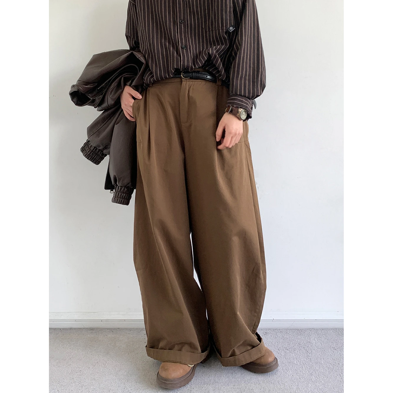 Japanese Streetwear Cargo Pants Men Autumn Drape Trousers Retro High Waist Straight Wide Leg Pants Loose Casual Men's Pants