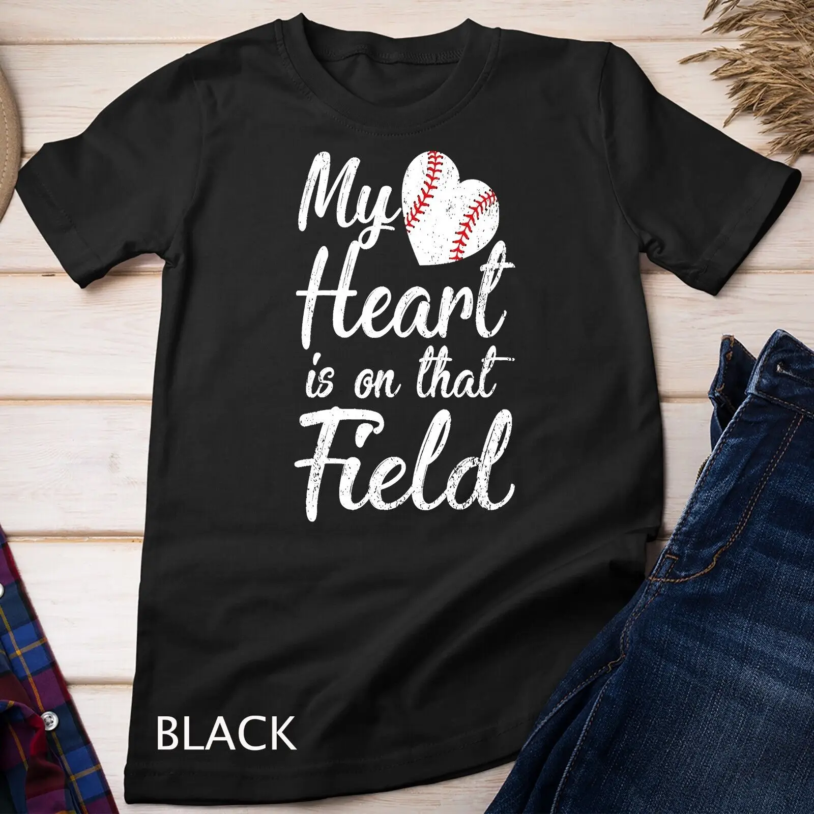 

My Heart is on That Field T Shirt Baseball Softball Mom s
