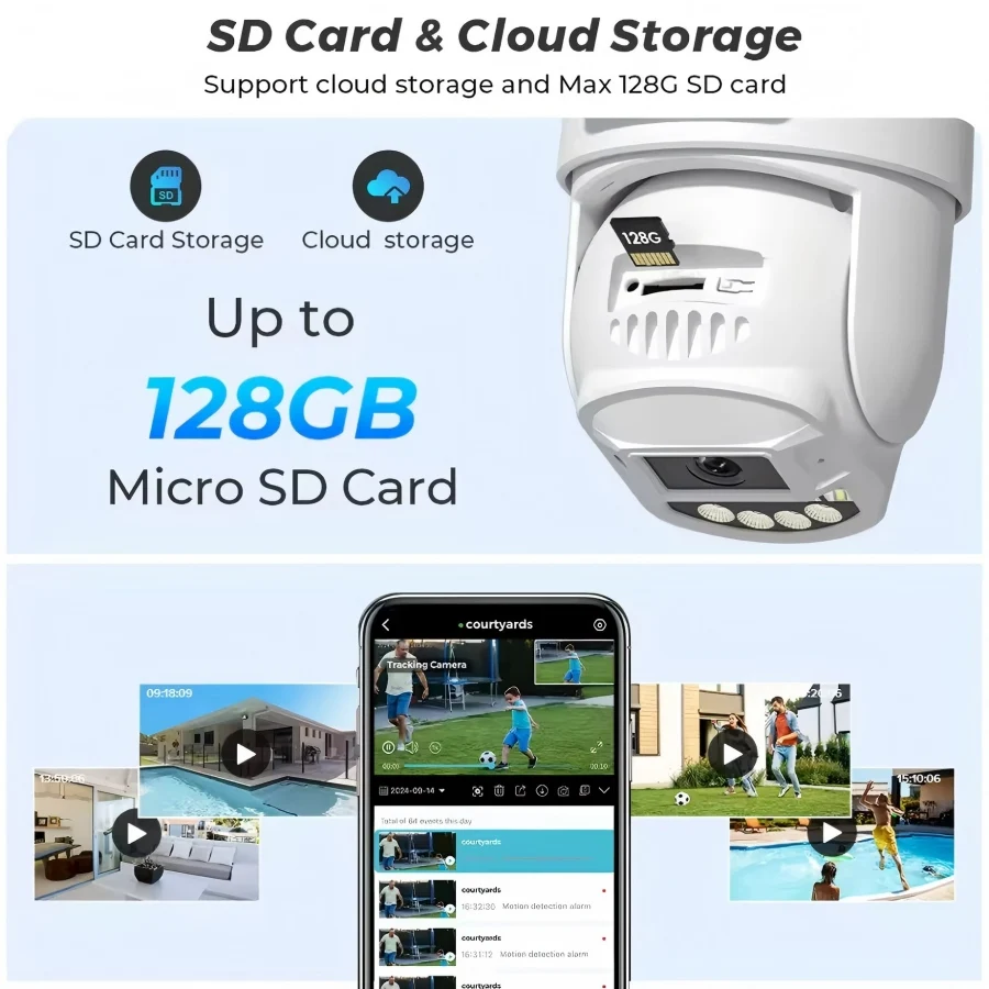Mais Vendido 360 °   Câmera de Segurança WiFi Sem Ponto Cego, Câmera de Vigilância Externa à Prova d'Água de Alta Qualidade, Monitoramento Remoto pelo Telefone, W