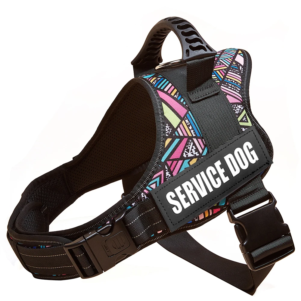 Colorful Dog Harness With Customizable Tags Reflective Dog Collar No Pull Safe Dog Training Walking Climbing Vest Free Shipping