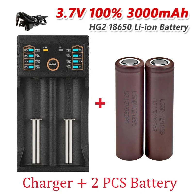 

100% Оригинальный аккумулятор Neue HG2 18650 3000 мАч 18650HG 2 3,6 В, внешний аккумулятор 20A, зарядное устройство + зарядное устройство