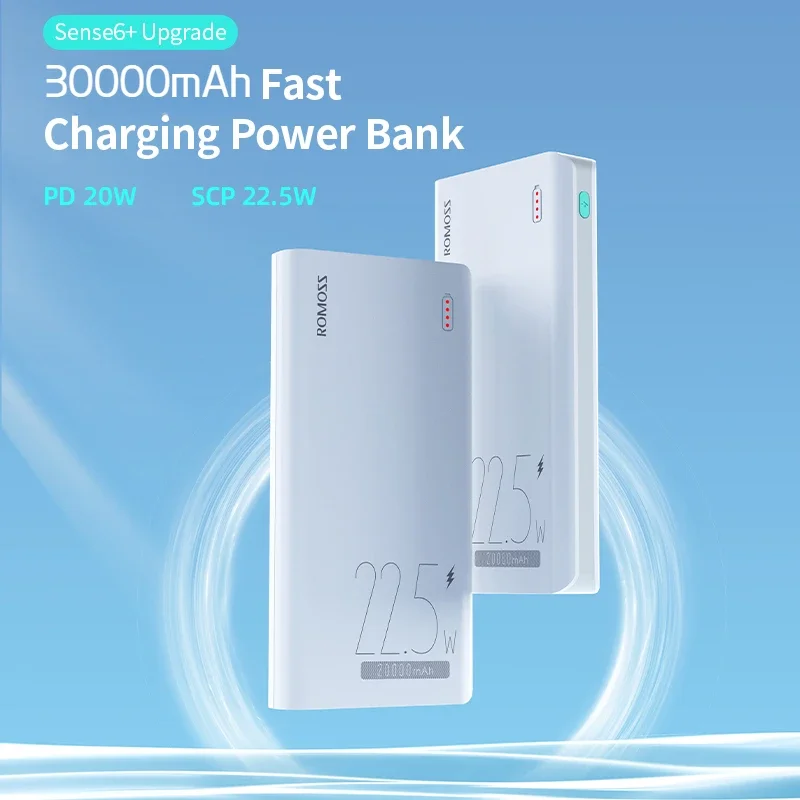 Hot Sense8F Power Bank 30000mAh 22.5W Fast Charge Type C Romoss Charger External Battery For Xiaomi 13 iphone 15 Smartphones