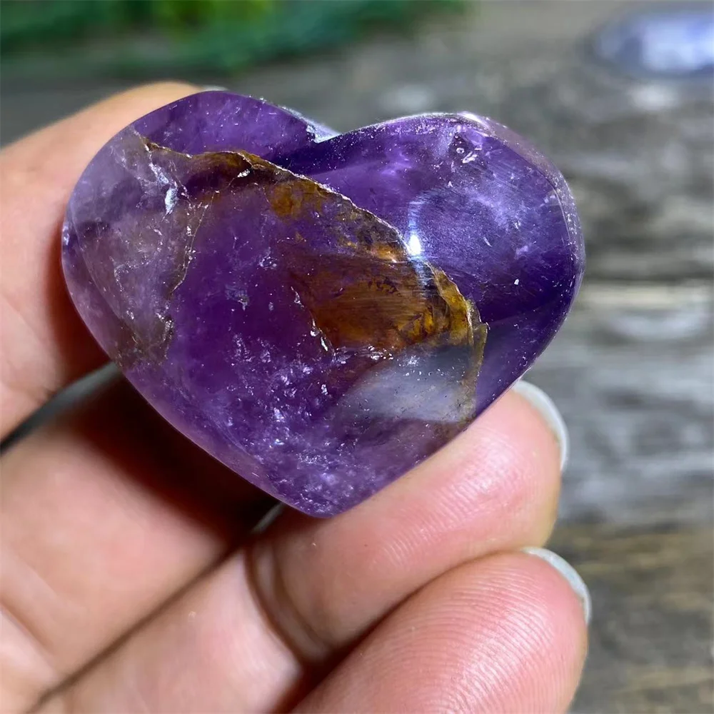 Natural Crystal Amethyst Heart Stone Quartz Healing Gemstone Specimen Minerals Reiki Wicca Geode Room Decoration