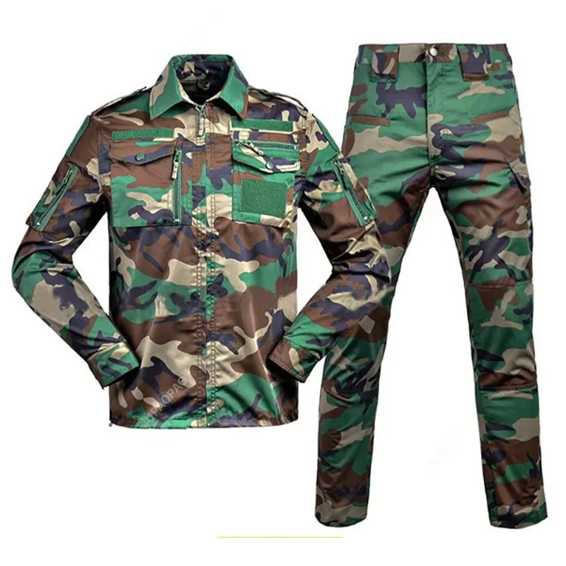 Uniform Camouflage Outdoor Combat Suit Tactical Suit Men's Mountaineering Suit with Hat Tactical Shirt Set Jungle Training New