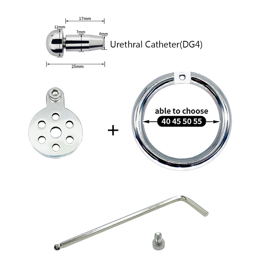 FRKO Flat Inverted Sissy Male Chastity Cage Urethra Catheter Penis Plug Screw Lock Cock Ring Fetish BDSM Sex Toys For Men 정조대 - view 5