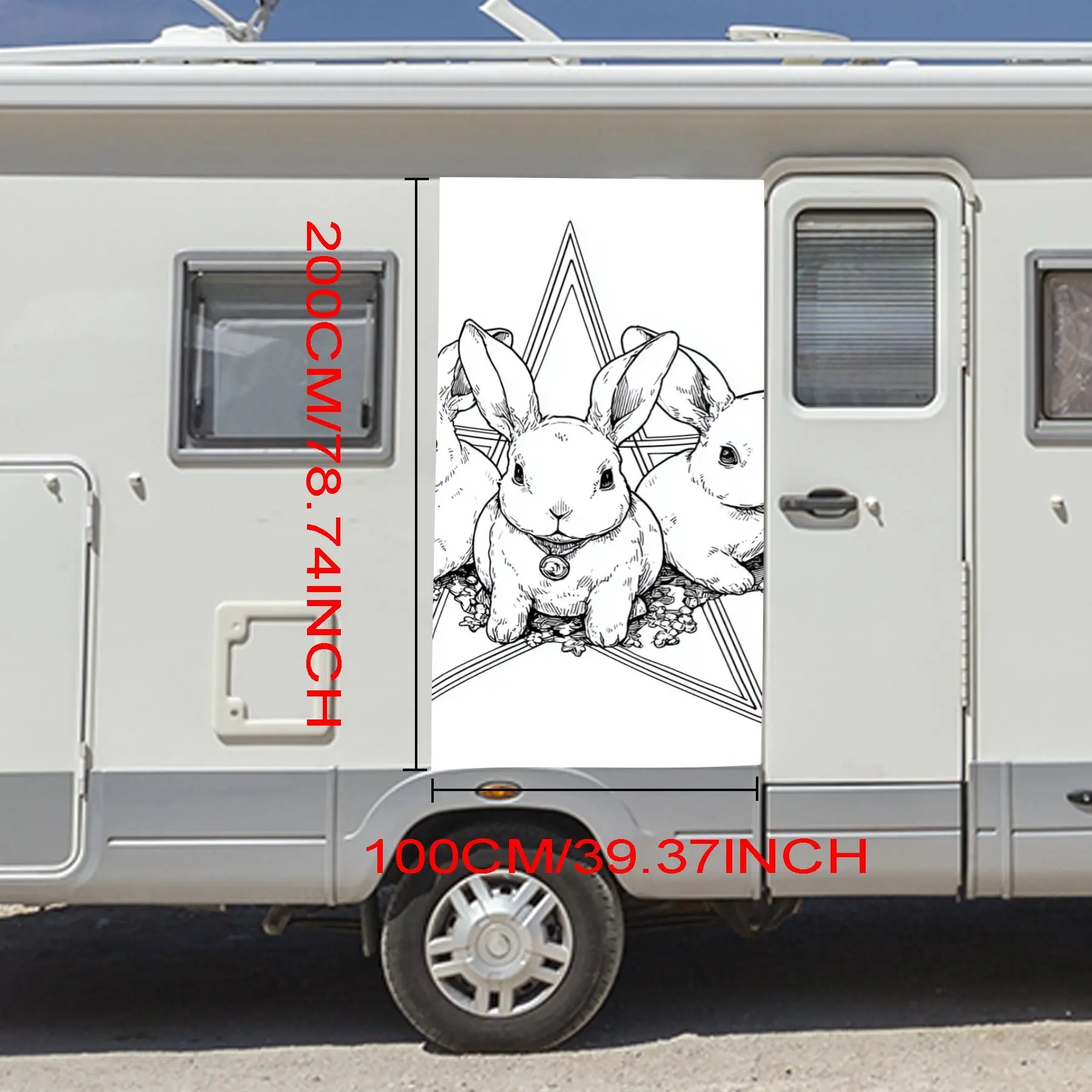 Rabbit - Pentagram Fun Design Vinyl Decal for motorhome car door, Waterproof Self-Adhesive Vinyl Stickers, Decoration Protection