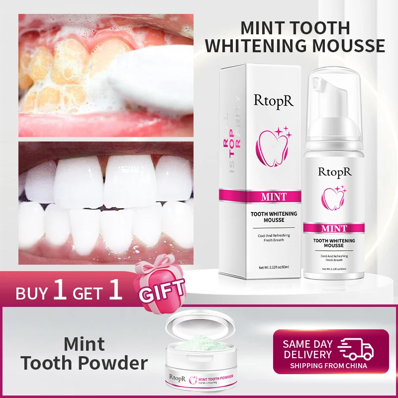 

RtopR Teeth Cleaning Mousse Tooth Powder Teeth Whitening Tartar Cleaning Plaque Removing Toothpaste Fresh Breath Oral Cleansing