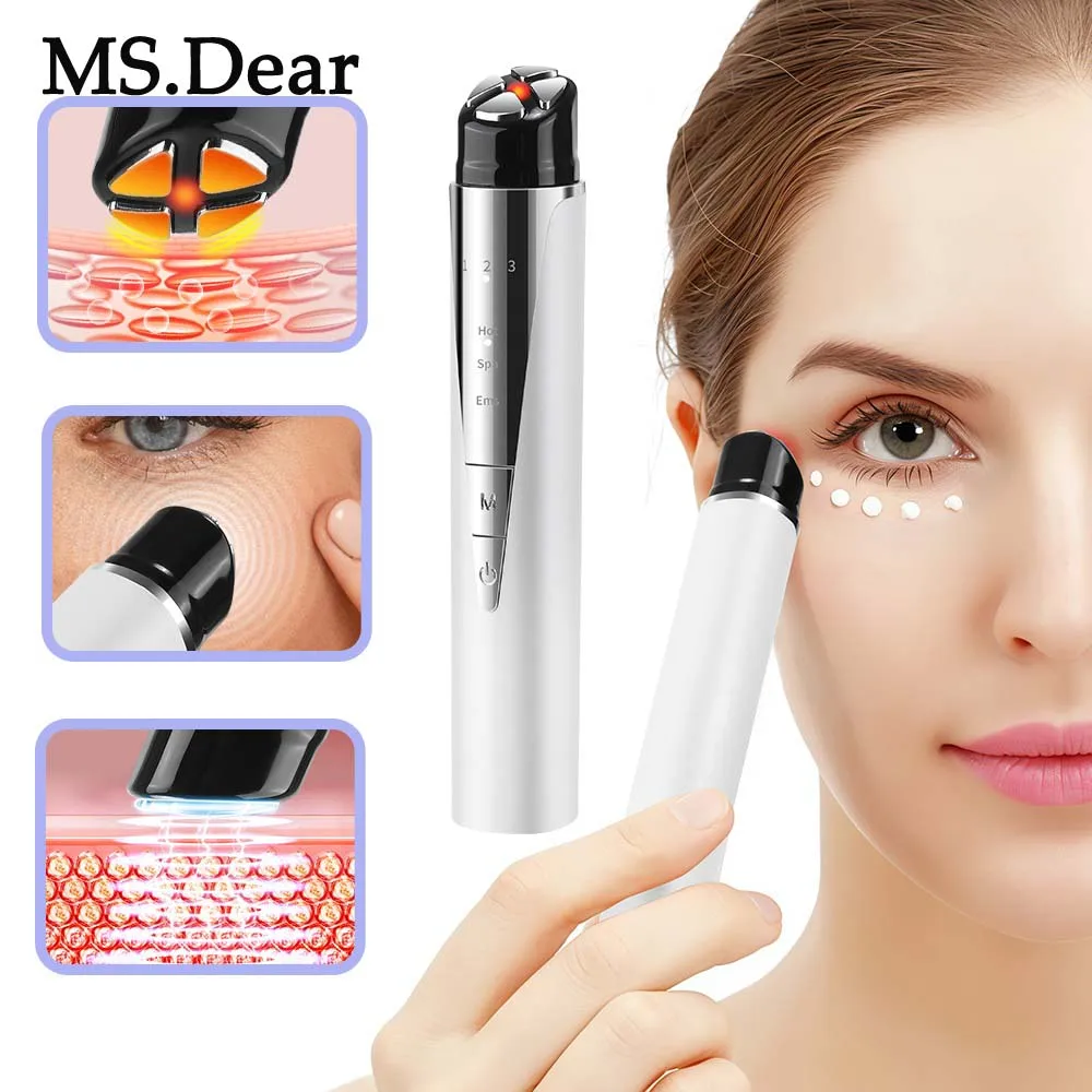 EMS جهاز تجميل العين مكافحة الهالات السوداء إزالة الحرارة الاهتزاز العين مدلك أكياس العين العلاج بالضوء الأحمر شد الوجه عصا تدليك القلم #1