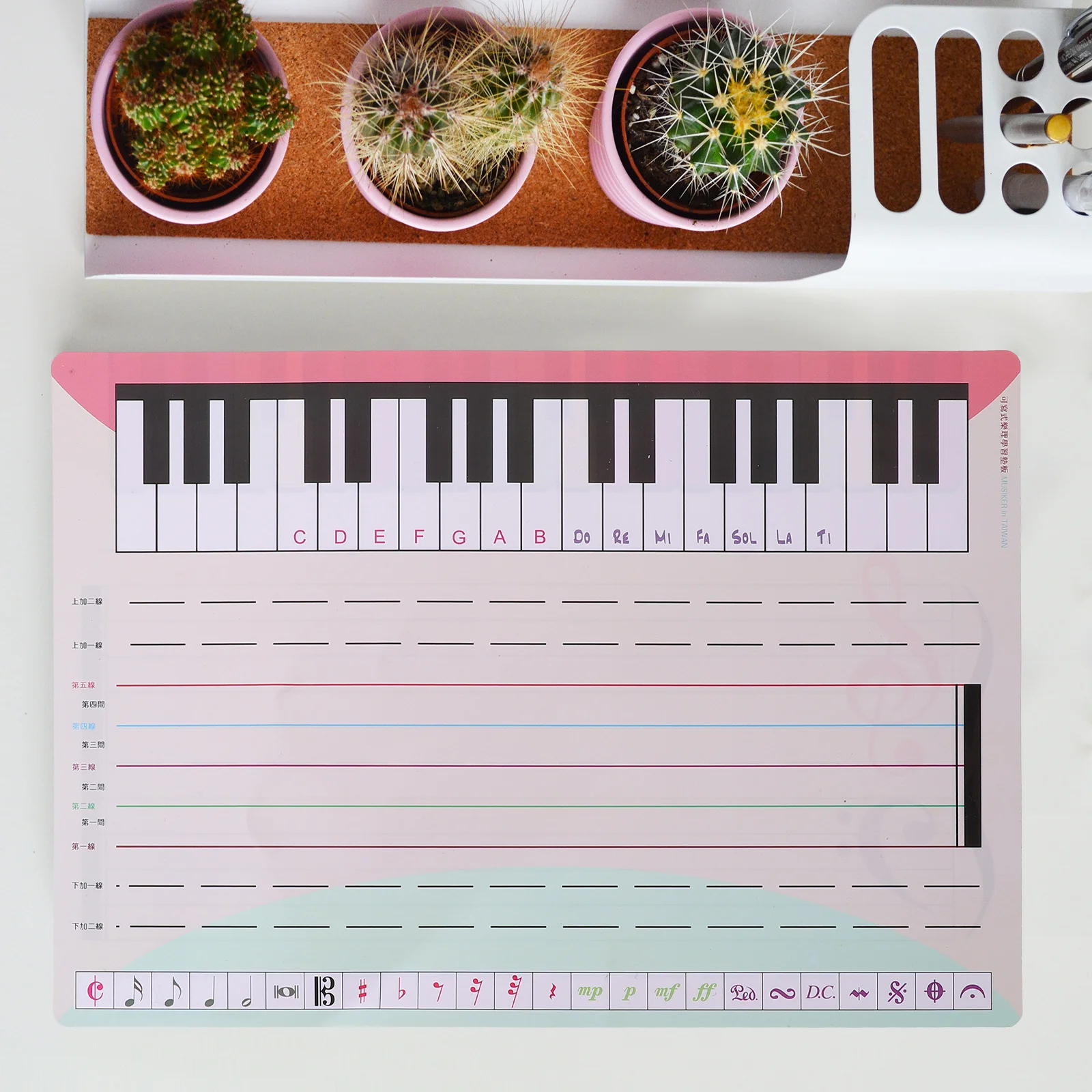 1 セット音楽スタッフホワイトボード消去可能なペット練習ボード防水書き込み可能ポータブル音楽教育五線譜ツール
