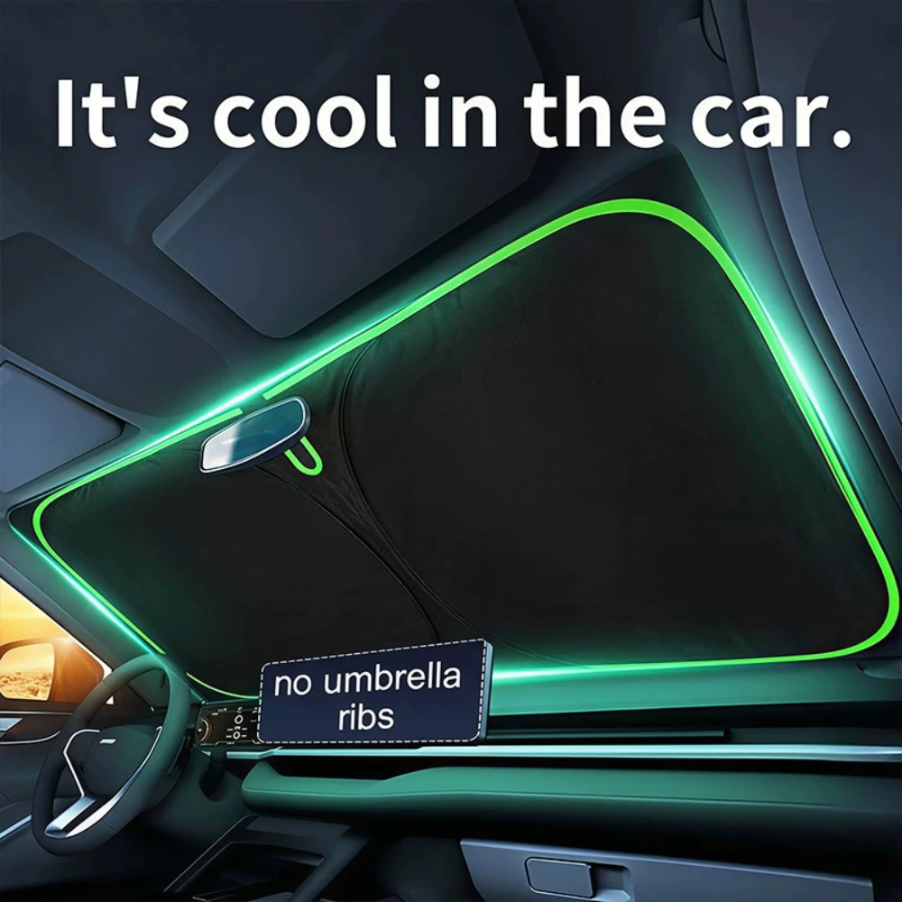 New Windshield Sunshade Easy Install And Storage Sun Visor Foldable Car Sunshade, High-Efficiency Thermal Insulation Material