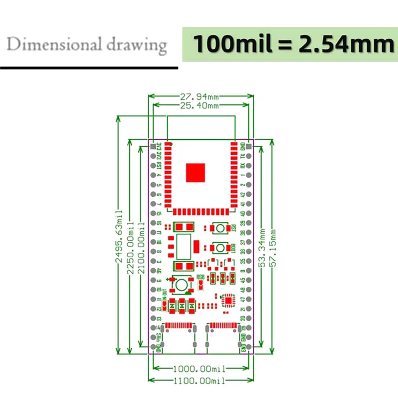 Excelente kit de placa de desarrollo ESP32-S3, módulo BT Wifi 2,4G, interfaz tipo C de 44 pines, Ideal para proyectos Iot